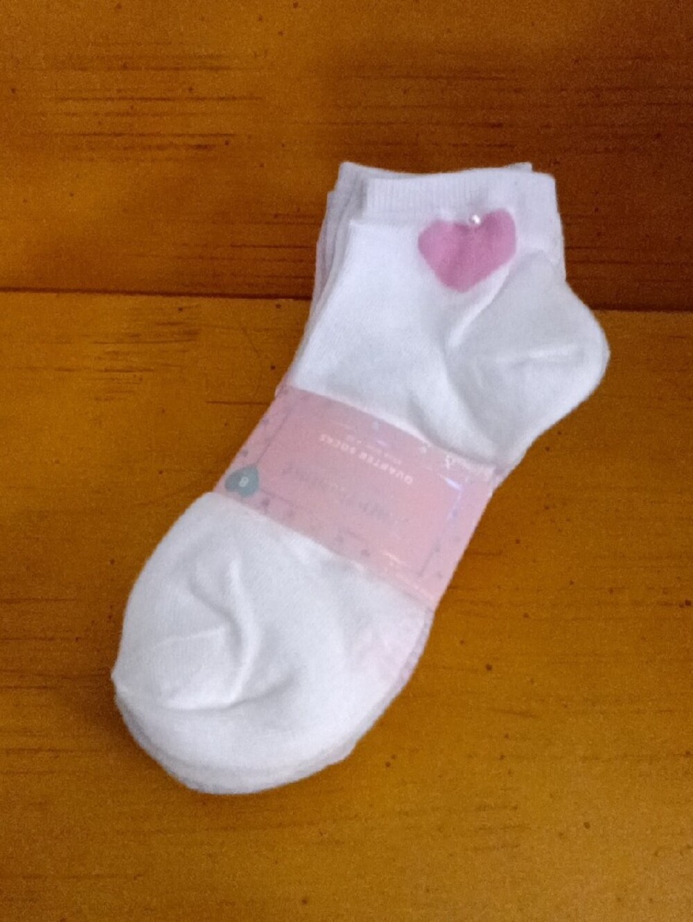 Juicy Couture White Ankle Socks with Pink Heart Accent
